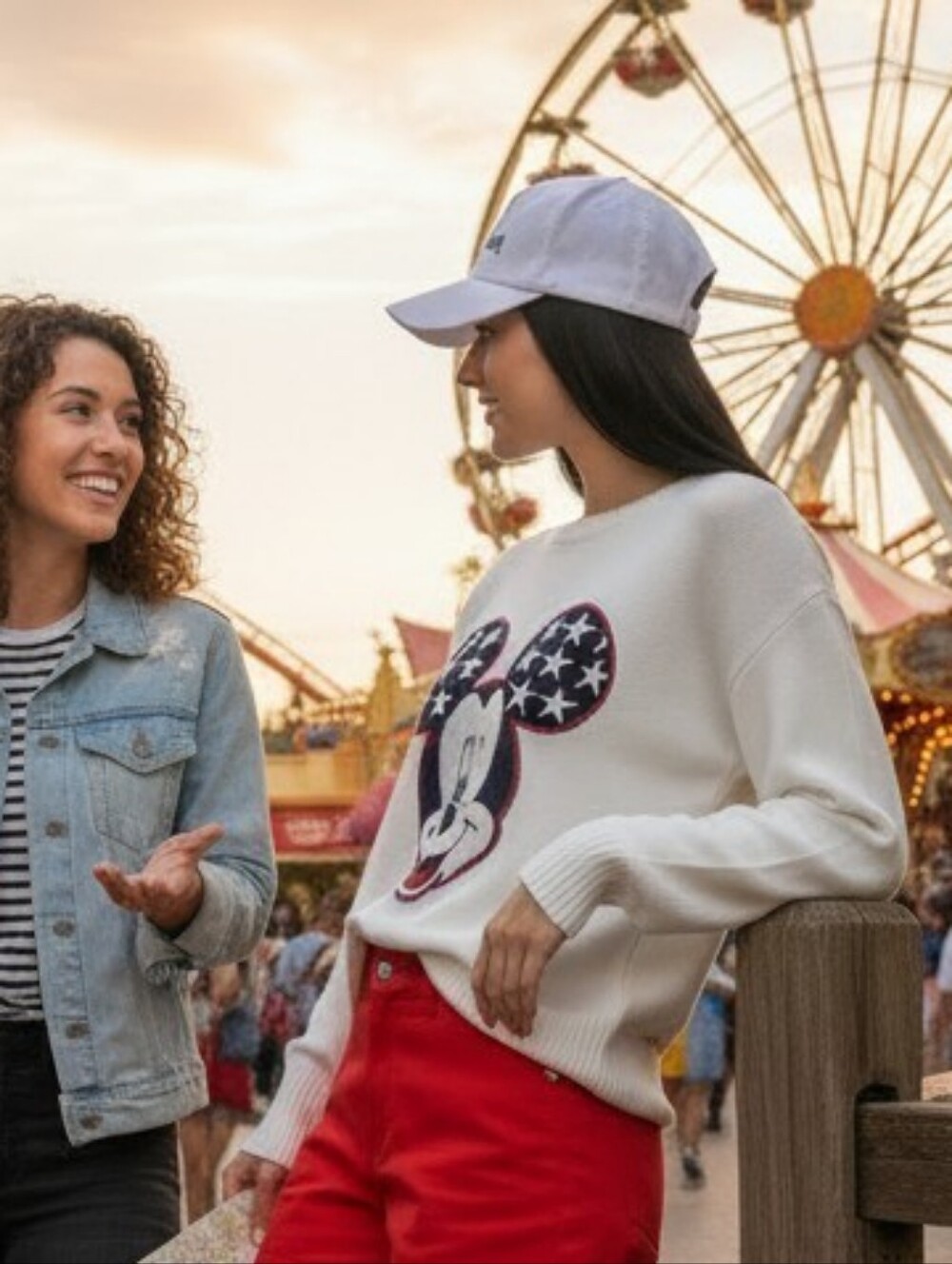 Disney White Crewneck Sweater with Patriotic Mickey Appliqué - Picture 9 of 9